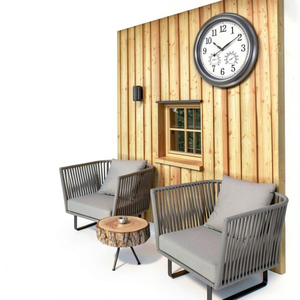 16 Inch Outdoor Clock Thermometer Combo, Bronze Metal-Frame Outdoor Clocks Waterproof, Silent Outdoor Wall Clock for Patio Pool-6