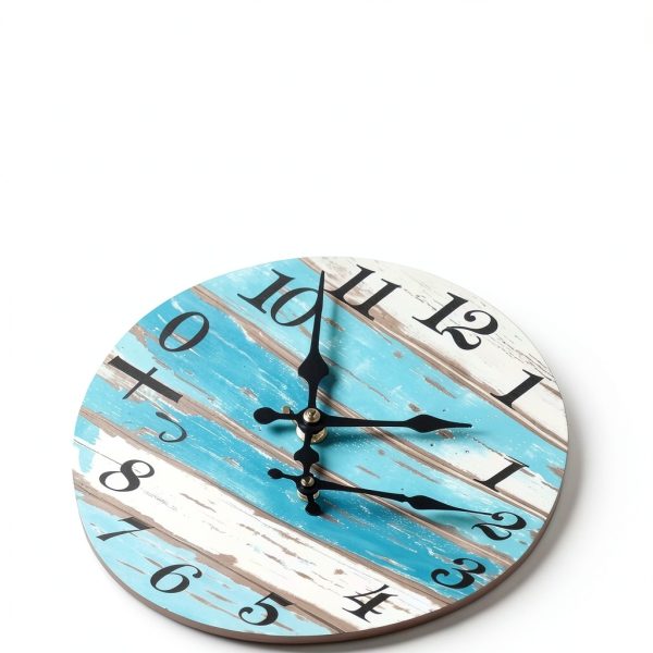 CHYLIN 16 Inch Wall Clock, Large Outdoor Clocks for Patio, Pool Beach House Decor Tropical Clocks for Walls, Nautical Coastal Themed Blue Clock for Lake House, Bathroom, Living Room, Kitchen (16")-5