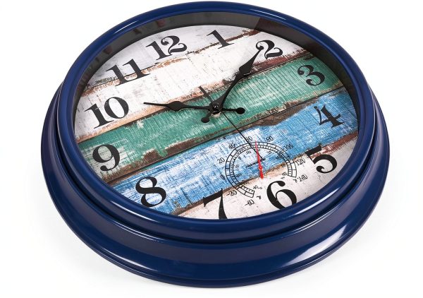 Large Outdoor Clock Yoiolclc 16 Inch Waterproof Vintage Coastal Clock-3