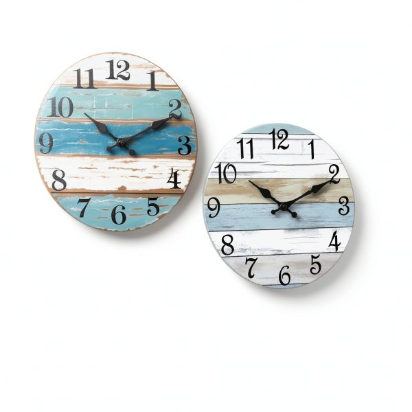 CHYLIN 16 Inch Wall Clock, Large Outdoor Clocks for Patio, Pool Beach House Decor Tropical Clocks for Walls, Nautical Coastal Themed Blue Clock for Lake House, Bathroom, Living Room, Kitchen (16")-7