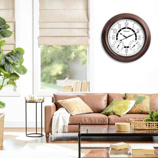 Geevon 18" Waterproof Outdoor Indoor Clock with Thermometer &-6