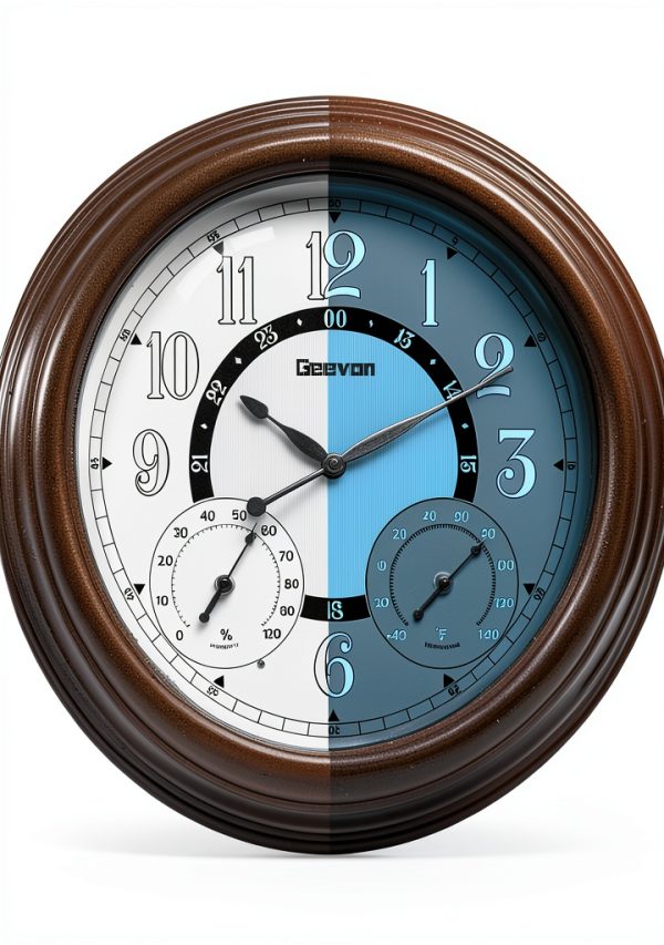 Geevon 18" Waterproof Outdoor Indoor Clock with Thermometer &-0
