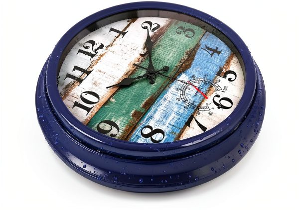 Large Outdoor Clock Yoiolclc 16 Inch Waterproof Vintage Coastal Clock-5