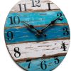 CHYLIN 16 Inch Wall Clock, Large Outdoor Clocks for Patio, Pool Beach House Decor Tropical Clocks for Walls, Nautical Coastal Themed Blue Clock for Lake House, Bathroom, Living Room, Kitchen (16")-0