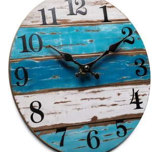 CHYLIN 16 Inch Wall Clock, Large Outdoor Clocks for Patio, Pool Beach House Decor Tropical Clocks for Walls, Nautical Coastal Themed Blue Clock for Lake House, Bathroom, Living Room, Kitchen (16")-0