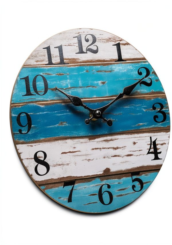 CHYLIN 16 Inch Wall Clock, Large Outdoor Clocks for Patio, Pool Beach House Decor Tropical Clocks for Walls, Nautical Coastal Themed Blue Clock for Lake House, Bathroom, Living Room, Kitchen (16")-0
