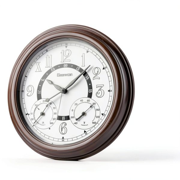 Geevon 18" Waterproof Outdoor Indoor Clock with Thermometer &-1