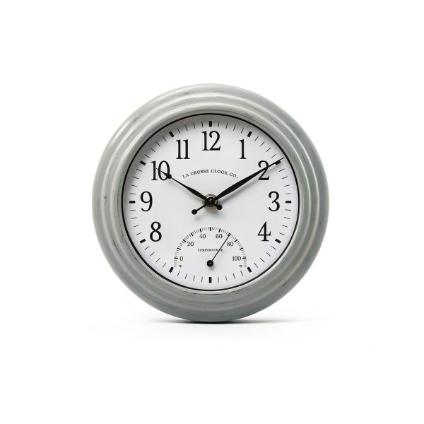 La Crosse Clock 433-3020 8-inch Indoor/Outdoor Sage Green Quartz Wall Clock with Temperature-5