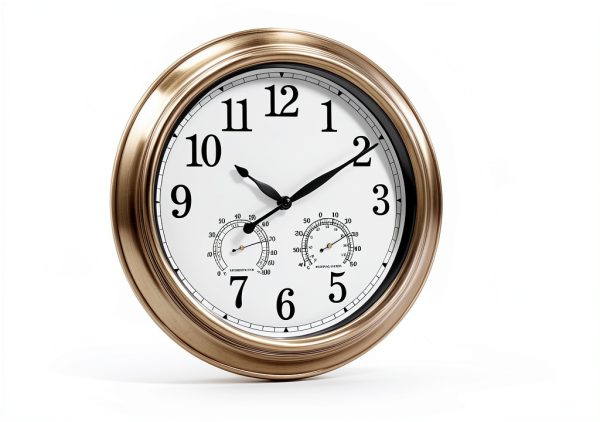 16 Inch Outdoor Clock Thermometer Combo, Bronze Metal-Frame Outdoor Clocks Waterproof, Silent Outdoor Wall Clock for Patio Pool-3