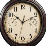 Foxtop Indoor Outdoor Waterproof Wall Clock with Thermometer and Hygrometer Combo, 12 inch Retro Silent Non-Ticking Battery Operated Quality Quartz Round Clock for Patio Home Decor (Bronze)-0