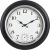 JoFomp Large Waterproof Outdoor Clock with Thermometer Combo - 18 inch Silent Non Ticking Quartz Battery Operated Wall Clock for Patio, Home, Pool, Garden, Porch, Deck (Silver, 18 Inch)-0