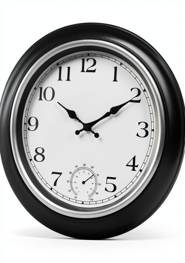JoFomp Large Waterproof Outdoor Clock with Thermometer Combo - 18 inch Silent Non Ticking Quartz Battery Operated Wall Clock for Patio, Home, Pool, Garden, Porch, Deck (Silver, 18 Inch)-4