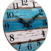 CHYLIN 16 Inch Wall Clock, Large Outdoor Clocks for Patio, Pool Beach House Decor Tropical Clocks for Walls, Nautical Coastal Themed Blue Clock for Lake House, Bathroom, Living Room, Kitchen (16")-3