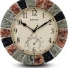 eYotto 10 Inch Small Indoor/Outdoor Waterproof Wall Clock with Thermometer Silent Non-Ticking Battery Operated Wall Clocks Weatherproof for Patio, Pool, Garden, Lanai, Fence, Porch, Deck, Bathroom-0