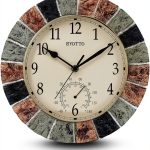 eYotto 10 Inch Small Indoor/Outdoor Waterproof Wall Clock with Thermometer Silent Non-Ticking Battery Operated Wall Clocks Weatherproof for Patio, Pool, Garden, Lanai, Fence, Porch, Deck, Bathroom-0