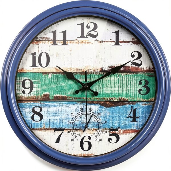 Large Outdoor Clock Yoiolclc 16 Inch Waterproof Vintage Coastal Clock-0
