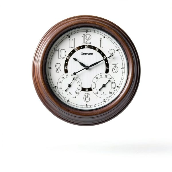 Geevon Illuminated Outdoor Clock 18" Waterproof Bronze Frame with Temp-7