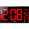 Sharp Large Oversized Screen LED Clock with Outdoor/Indoor Temperature with Outdoor Sensor, with Date and Day of Week – 14 inch Clock with 4 inch Digits-6