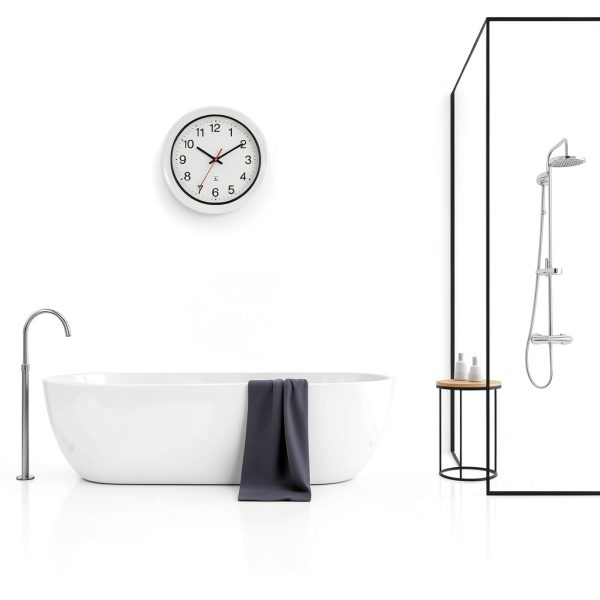 13 Inch Outdoor Full Waterproof Clock Bathroom Wall Clocks Waterproof Clocks for Patio Pool Garden Indoor Outdoor, White-7