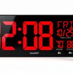Sharp Large Oversized Screen LED Clock with Outdoor/Indoor Temperature with Outdoor Sensor, with Date and Day of Week – 14 inch Clock with 4 inch Digits-0
