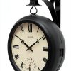 AcuRite 9-Inch Indoor/Outdoor Double-Sided Hanging Clock with 360-Degree Spin Functionality, Iron Metal Frame, Glass Lens, Quartz Crystal Movement, Weatherproof and Premium Thermometer (75140M),Black-1