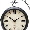 AcuRite 9-Inch Indoor/Outdoor Double-Sided Hanging Clock with 360-Degree Spin Functionality, Iron Metal Frame, Glass Lens, Quartz Crystal Movement, Weatherproof and Premium Thermometer (75140M),Black-0