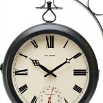 AcuRite 9-Inch Indoor/Outdoor Double-Sided Hanging Clock with 360-Degree Spin Functionality, Iron Metal Frame, Glass Lens, Quartz Crystal Movement, Weatherproof and Premium Thermometer (75140M),Black-0