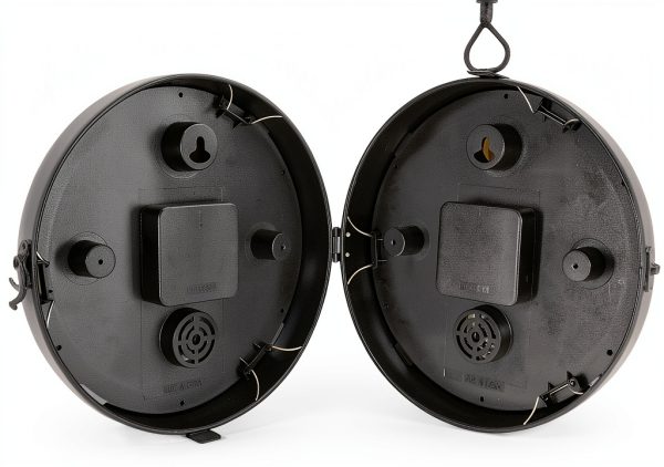 AcuRite 9-Inch Indoor/Outdoor Double-Sided Hanging Clock with 360-Degree Spin Functionality, Iron Metal Frame, Glass Lens, Quartz Crystal Movement, Weatherproof and Premium Thermometer (75140M),Black-4